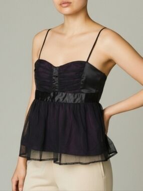 NWT French Connection Silk & Netted Tulle Camisole Tank Top Evening Party 10